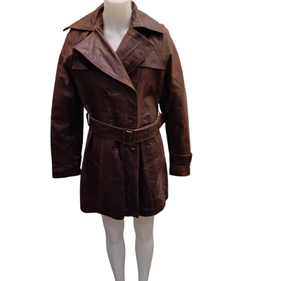  Vintage Women's  Size 12 Short Trench Coat Brown 