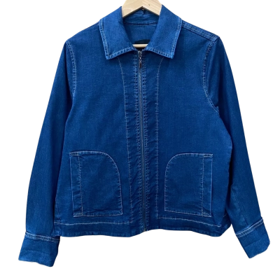 The Ark Dark Blue Zip-Up Denim Jacket Size M