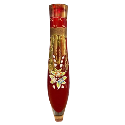Vintage Ruby Red Bohemian Art Glass Vase. 