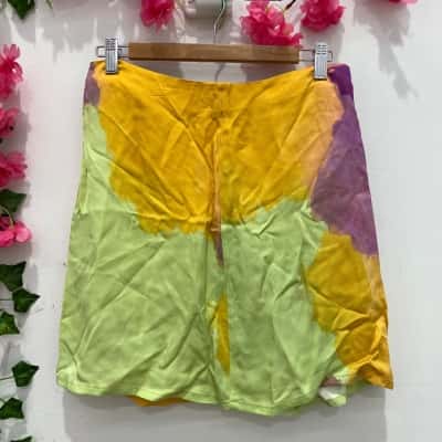 The Wolf Gang Womens Mini Skirt Size M Green / Yellow 