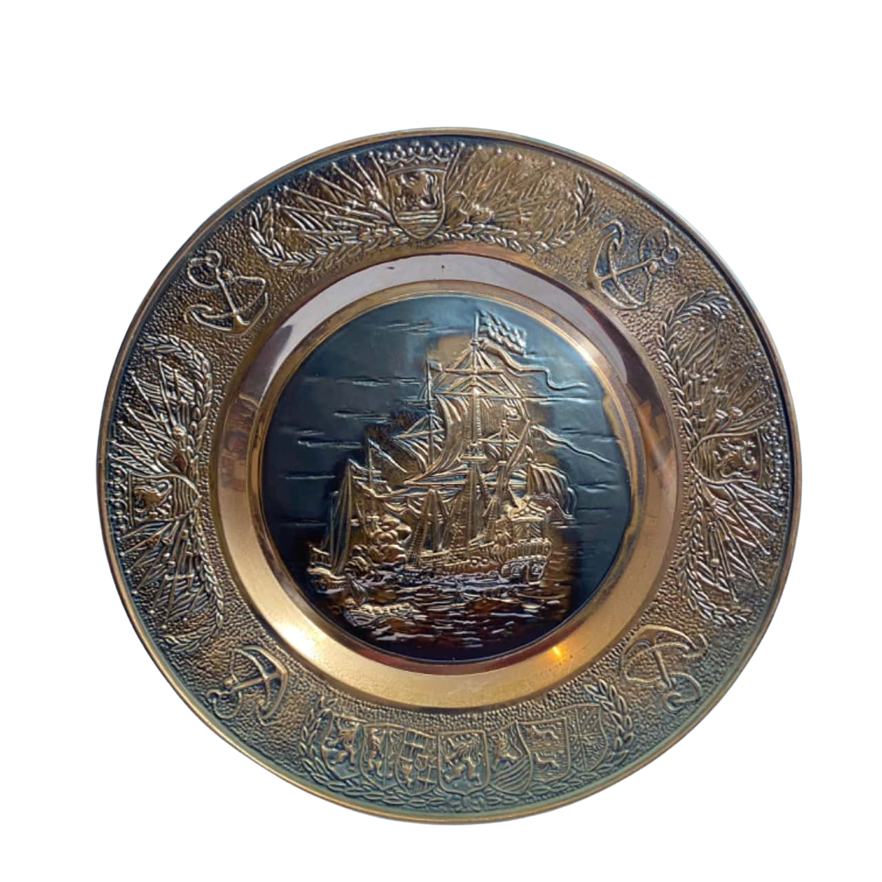 Large Vintage Copper Craft Ship Wall Decor