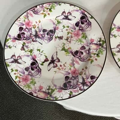 Coco & Lola set of 4 plates Skull & Butterfly