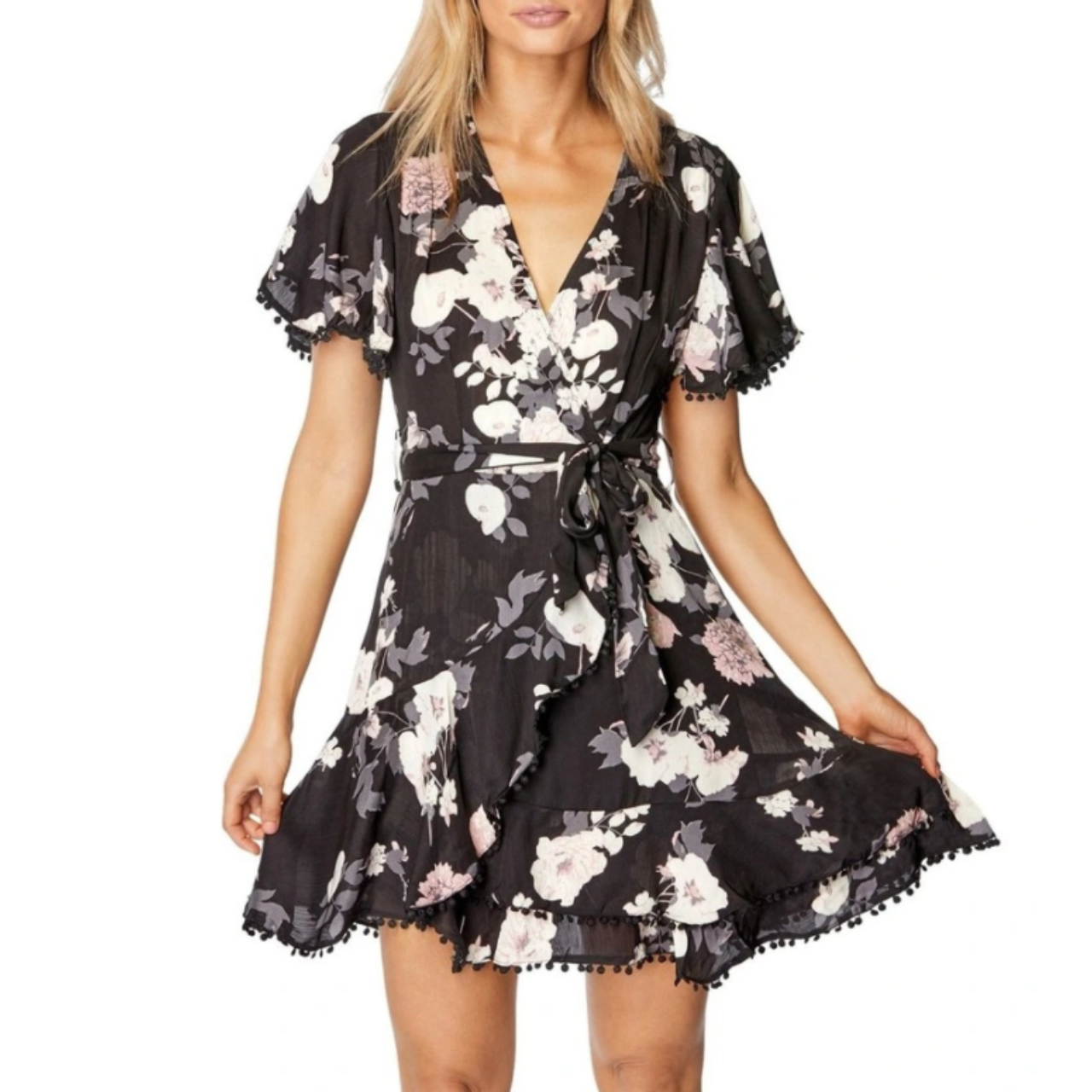 Pilgrim Eliana Mini Dress Floral Black Size 14 / XL(s)