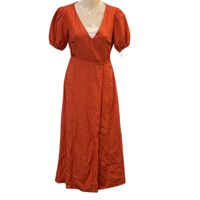 Forever New Womens  Size 4 / XXS Midi Dress / Wrap Dress Orange 