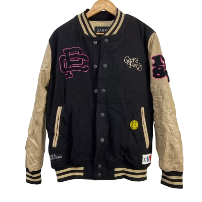 Carré - Mens Peace Varsity Wool Blend Jacket - Size S - Black  / Stone