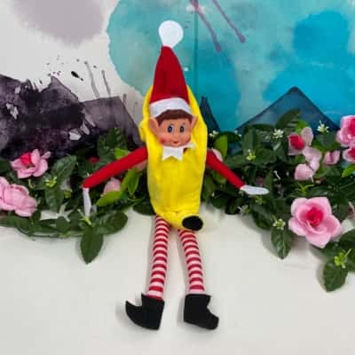 Elf on a shelf with banana costume 