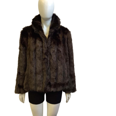 `Vintage’ Otex Melbourne Womens To Fit AUS Size 10-12 Faux Fur Jacket Dark Brown