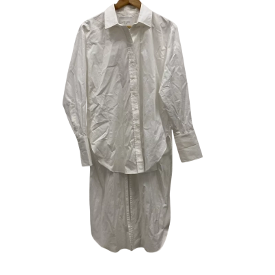 Witchery St Agni Women's Long Sleeves Cotton Shirt With Long Open Back Size 10 White 