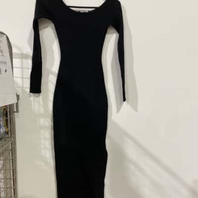 Forever New Jame Bardot Rib Knit Dress Womens   Size 6 Black  RRP$129.99
