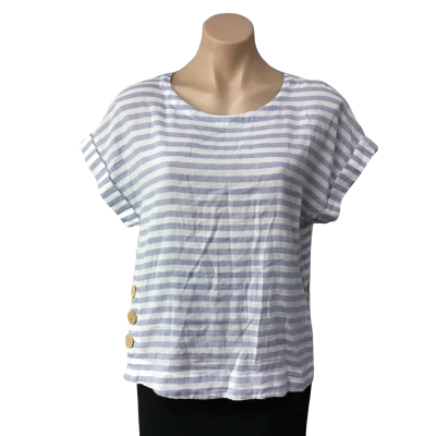 Regatta Womens Size 12 Blue / White Striped Short Sleeve Top