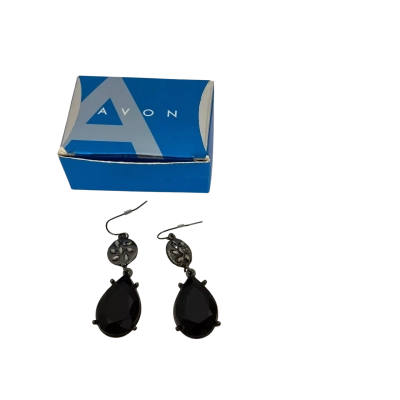 Avon Jet Coloured Faceted Earrings