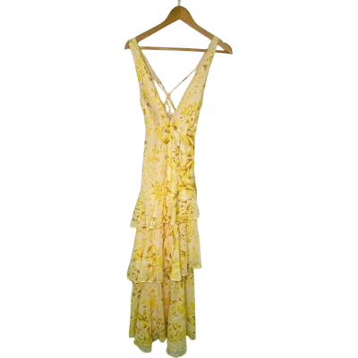 Selfie Leslie Womens  Size 10 Shoestring Strap Dress Floral / Yellow 