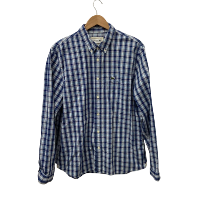 Lacoste Mens  Size XL Checked Shirt Blue 
