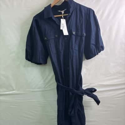 Sunny Girl Womens Size 12 Shirt Dress Navy Blue BNWT