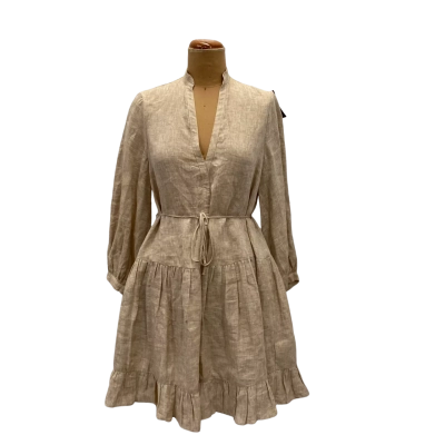 Scanlan Theodore Linen Dress Womens  Size 8 Beige 