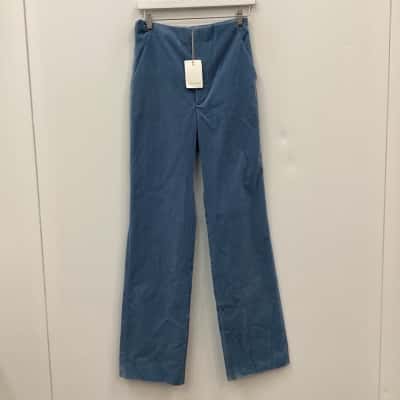 NEW - Scanlan Theodore Velvet Trouser Ice Blue Size AU 10 