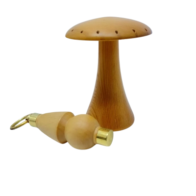 Huon Pine Darning Mushroom & Spindle Needle Keeper Keychain
