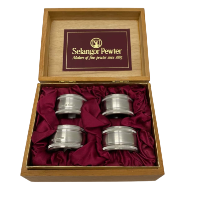 Selangor Pewter 4 Piece Napkin Ring Set