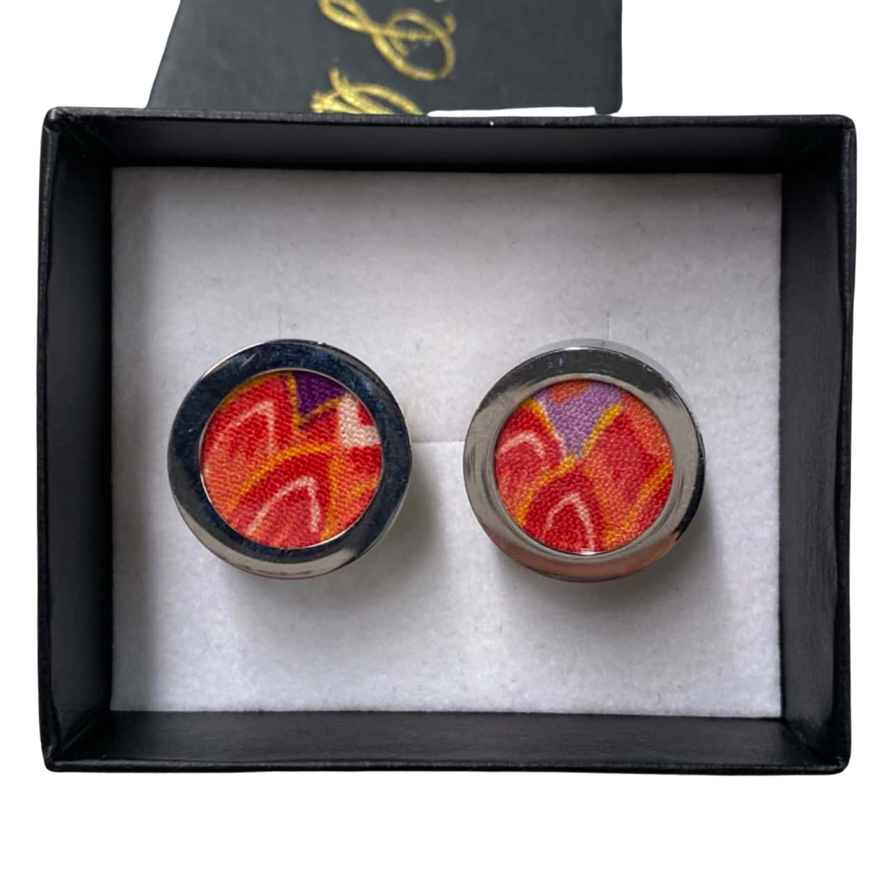 Men’s D&D Round Silver and Orange Cufflinks