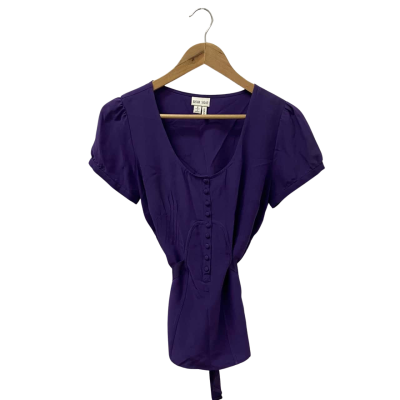Brown Sugar Womens  Size 8 Short Sleeve Top Purple 