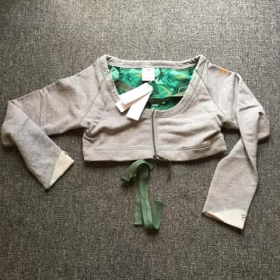 BNWT Adidas Womens Cropped Spirt Jacket Size 14 / L Green / Grey    HTH
