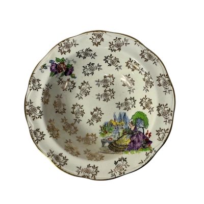 Vintage Regency British Anchor Crinoline Lady / Floral Pattern Dessert Bowl