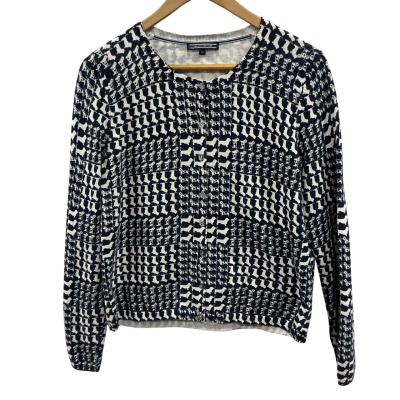 Tommy Hilfiger Womens Size M Button-down Cardigan Navy Blue / White 