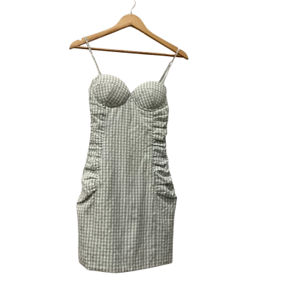 Meshki Womens  Size XXS Casual Dress Gingham / Green / White 