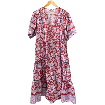 Loobies Story Womens  Size L Midi Dress Floral / Purple / Red 