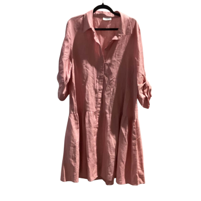 Sussan Womens  Size 10 Midi Button Shirt Dress Pink  