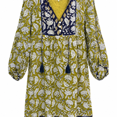 Boom Shankar Floral Tunic Dress – Olive/Navy – Size 12