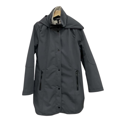 Liz Claiborne Hooded Raincoat Womens Size L Grey 