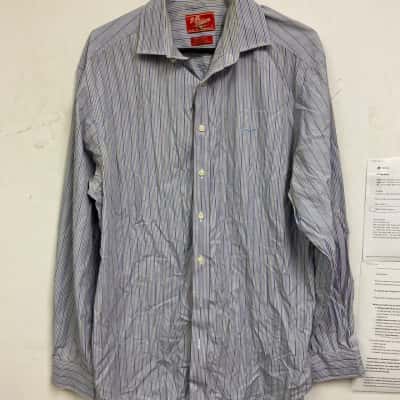 R.M. Williams Mens  Size XL Long Sleeve Shirt Blue / Brown / Striped / White 