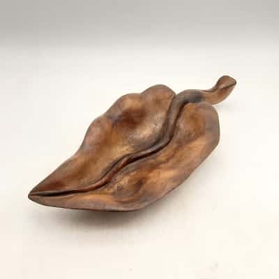 Vintage Hand Carved Spanish Wooden Leaf Tray