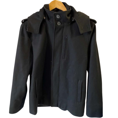 Hallensteins Mens Size S Winter Coat With Zip-On Hood Black  