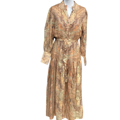 NEW Ministry of Style  Size 8 Paisley Print Long Sleeve Maxi Dress Burnt Orange 