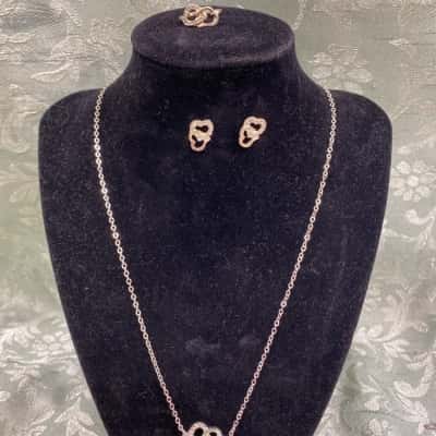  Womens Earrings / Necklace / Ring Silver-tone