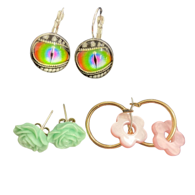 Set of 3 pairs Womens pierced Earrings 