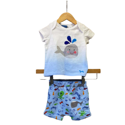 Peter Alexander Kids  Size 9-12m PJs Blue / White 