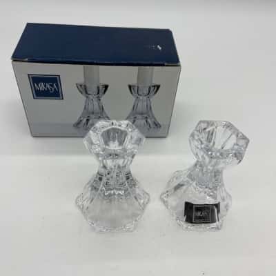  Mikasa pair of Metro Flair Crystal Candle Holders [S#1]
