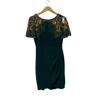 BNWT Virgos Lounge Womens Millie Embroidered Party Dress Size 8 Green 