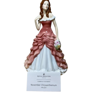 Royal Doultan Flower of the Month November Chrysanthemum Figurine 