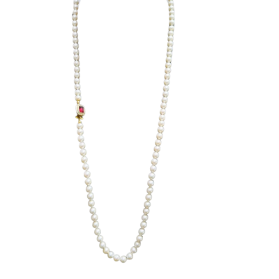 Vintage Womens Faux Pearl Necklace with Ornate Clasp