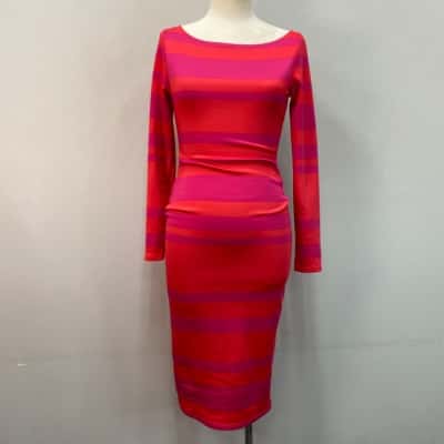  Project Runway Womens  Size S Midi Stretch Dress Pink  / Red 