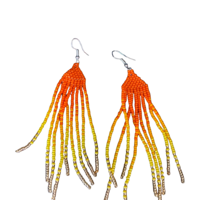 Beaded fine Womens Earrings Brown / Orange / Yellow 