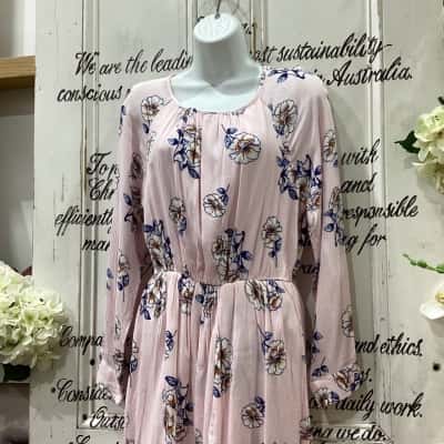 SUNNY GIRL BRAND!  Womens  Size 8 Floral Dress / Long Sleeve Dress Burnt Orange / Floral / Navy Blue / Pink! BNWT! STUNNING BABY PINK DRESS WITH PINK BUTTON DETAILS! GREAT FOR DAY OR A NIGHT OUT! 