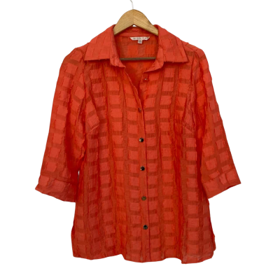 Noni B Womens  Size 10 3/4 Sleeve Top / Button Up Top Coral 