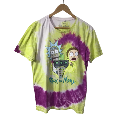 Rick & Morty Size L Beige / Purple / Yellow Tie Dyed Pattern T-shirt