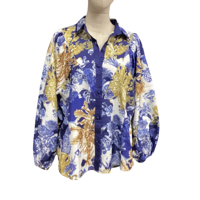  The Cherry Shop  Size 16 Long Sleeve Top Blue 