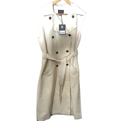 Decjuba Womens  Size 12 sleeveless Trench Coat Cream 